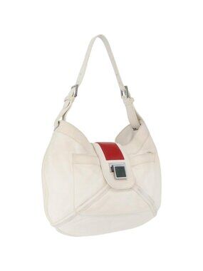 LOEWE Shoulder Bag Leather White Silver
